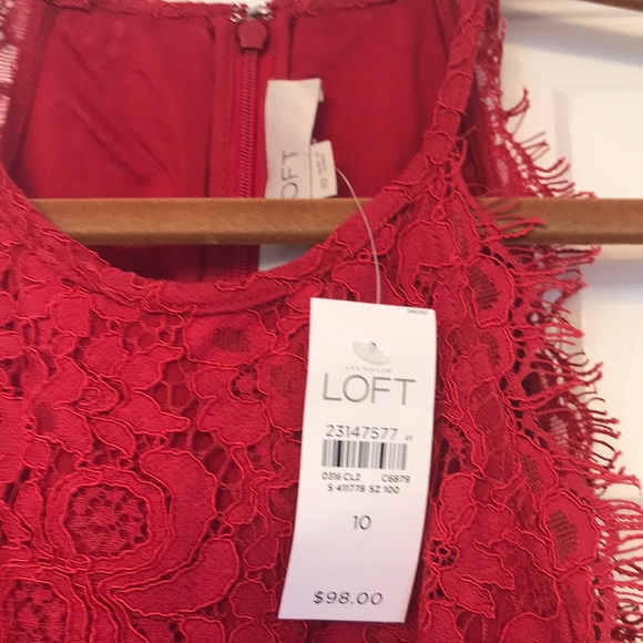 NWT Ann Taylor Loft Red Lace Dress - Picture 2 of 5
